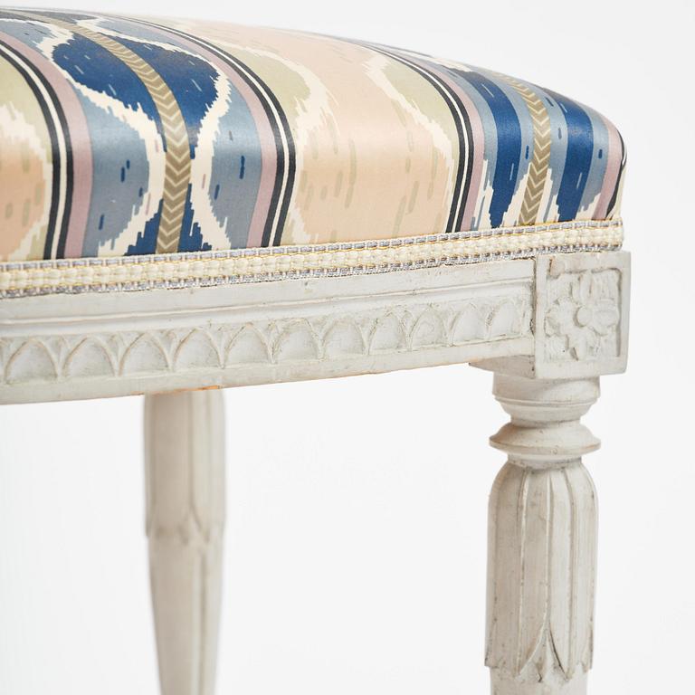 A pair of late Gustavian stools by J. Hammarström (master in Stockholm 1794-1812).