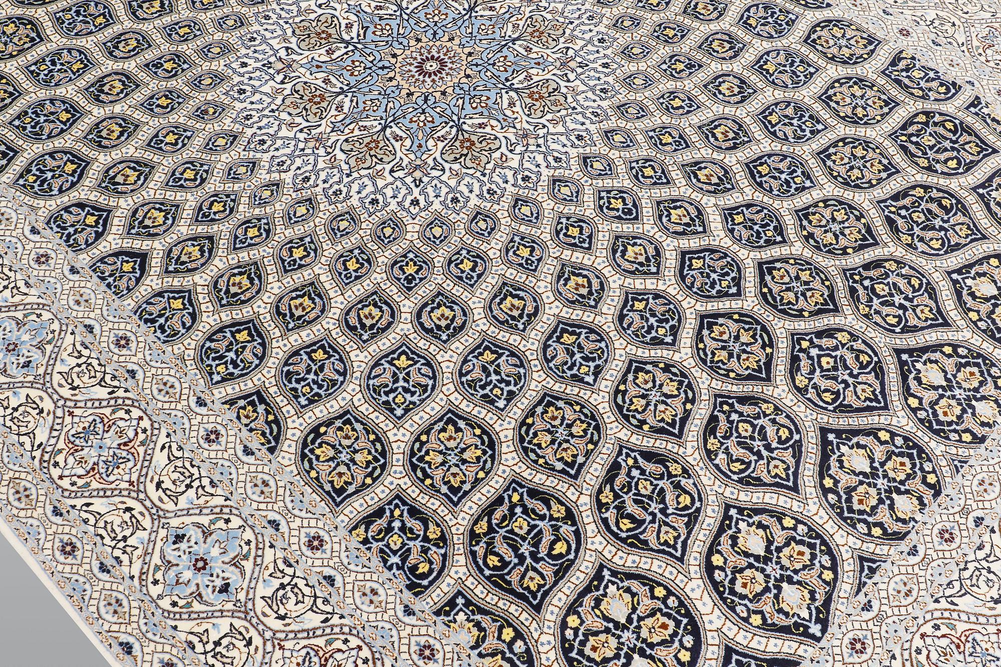 A part silk Nain carpet, so called 6 LAA, ca 306 x 215 cm.