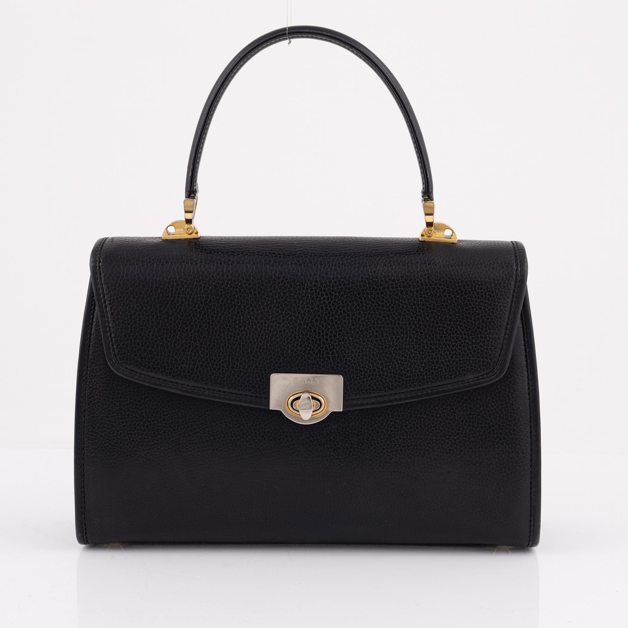 Bally, a black leather bag.