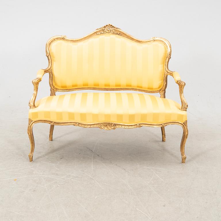 A gilded fice pcs Rococo style sofa suit first half of the 20th century.