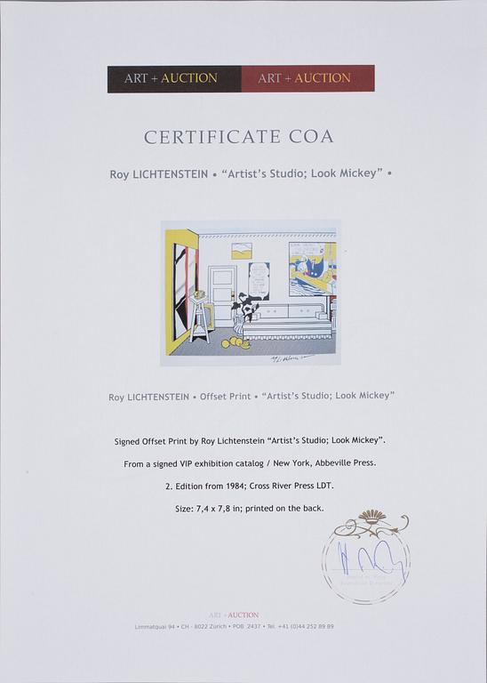 ROY LICHTENSTEIN, offset, sign.