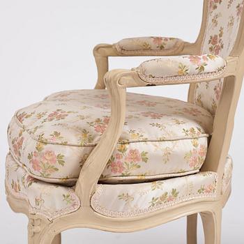 A set of four Louis XV open armchairs by Jean-Jacques Pothier (master in Paris  1750-ca.1780).