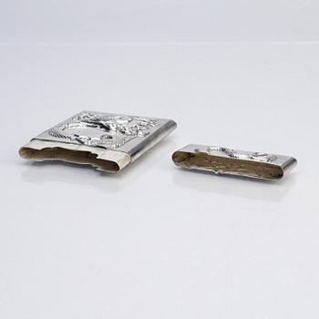 A Chinese Export silver calling card case, early 20th century.