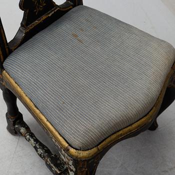 A pair of late baroque chairs, 18th century.