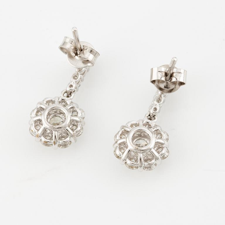 Earrings, a pair, 18K white gold with brilliant-cut diamonds.