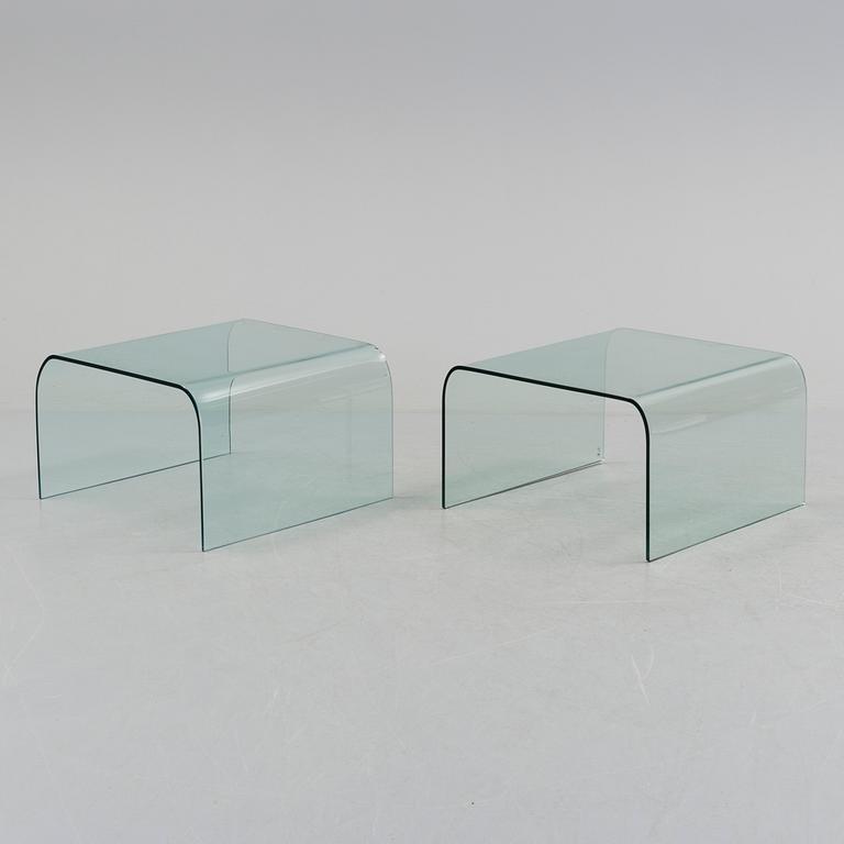 Two glass tables, one Fiam, Italy.