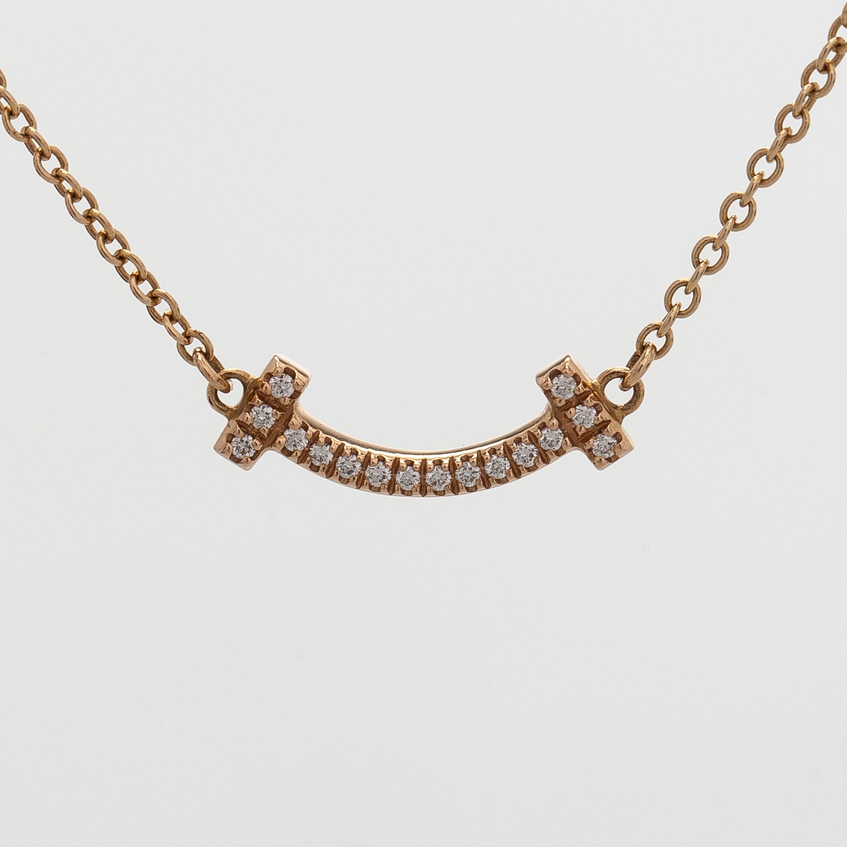 Tiffany & Co, halsband, "T Smile", 18K guld och briljantslipade diamanter.
