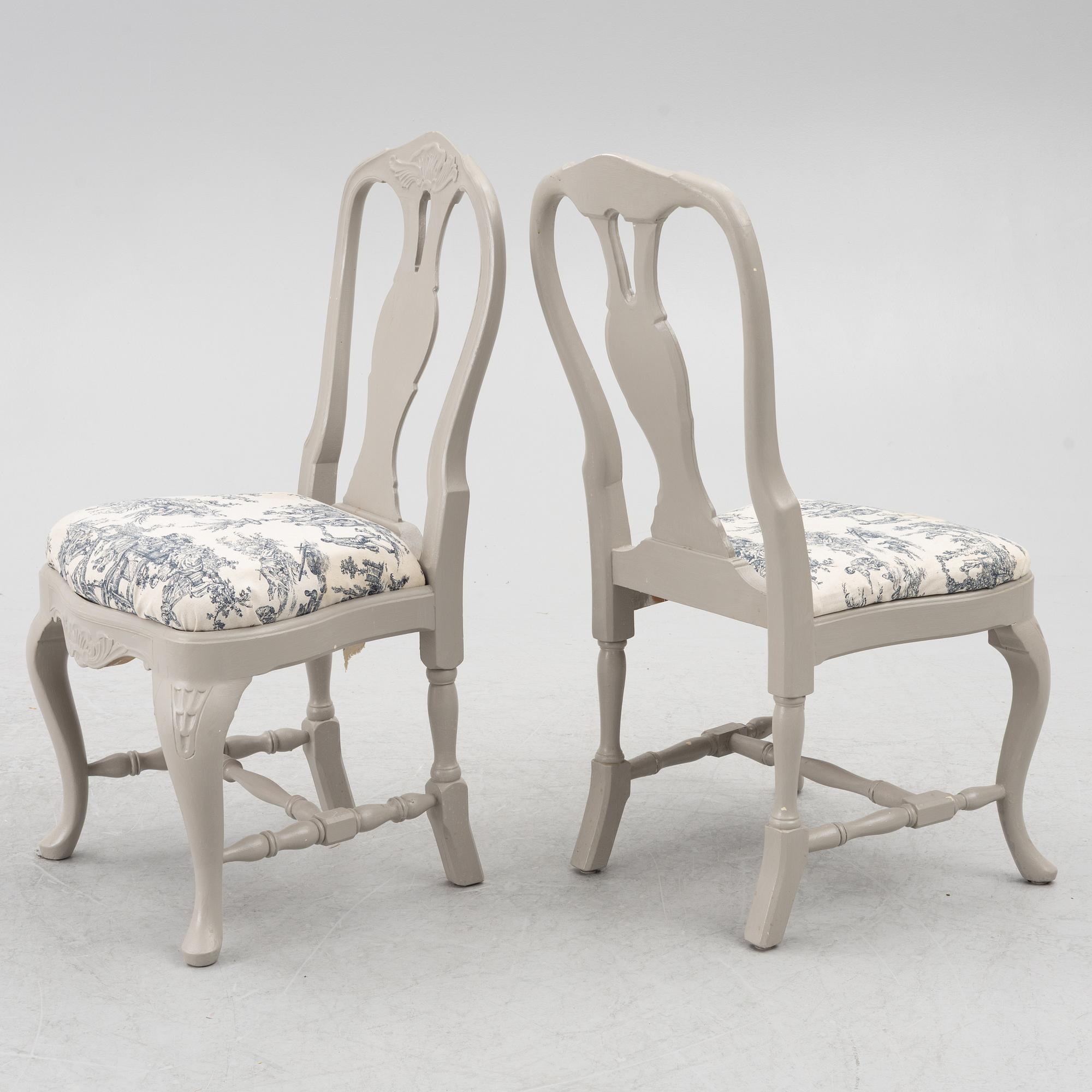 Dining table, 2 armchairs, 6 chairs, Rococo style, 20th century.