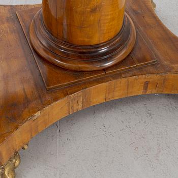 A birch sofa with two armchairs, four chairs and two stools and a mahogany center table.