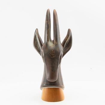 Gunnar Nylund, skulptur "Bockhuvud", Rörstrand unik stengods.