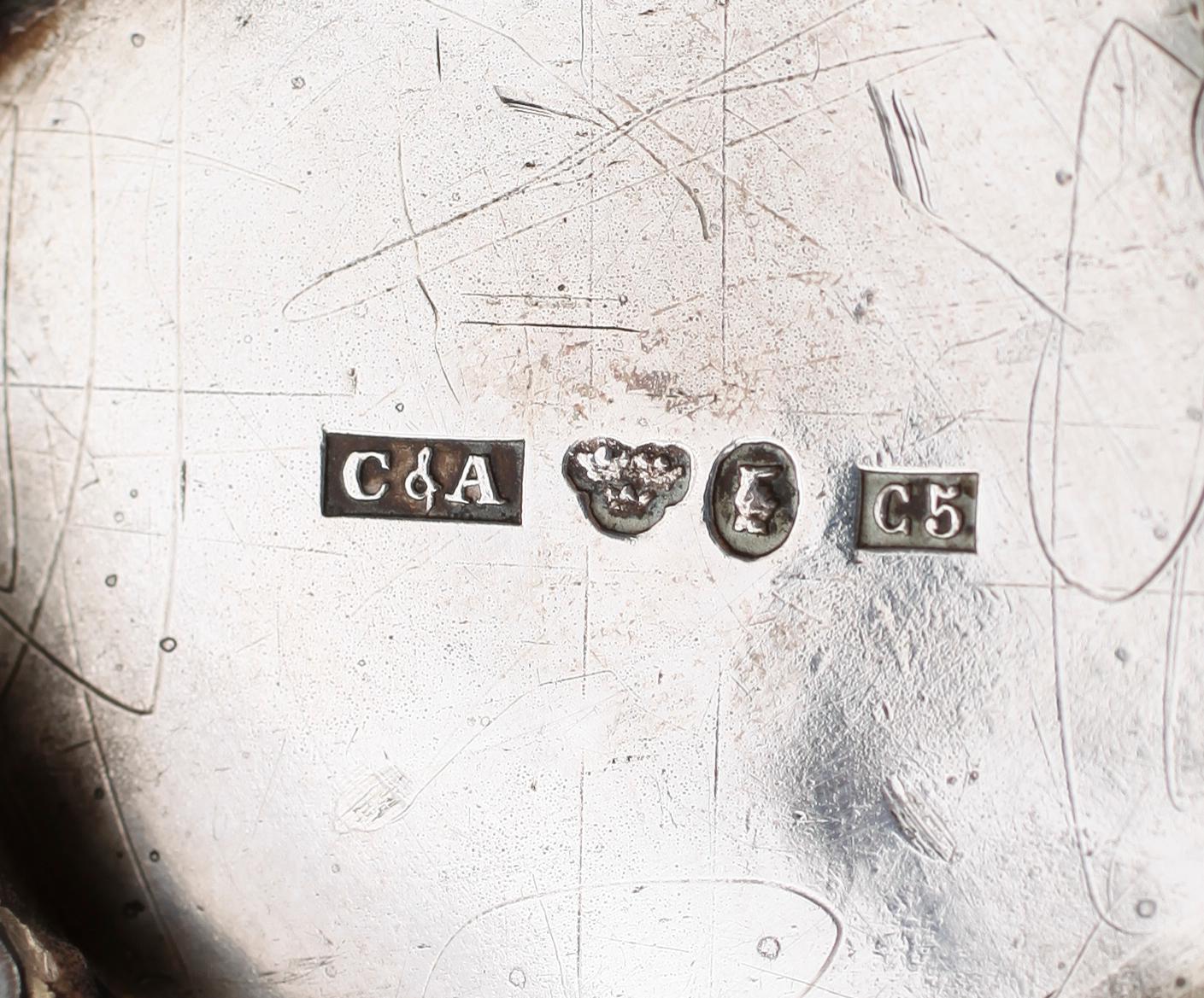 GRÄDDKANNA samt BÄGARE, 1 par, silver, svenska stämplar, 1800-tal. Vikt ca 136 g.