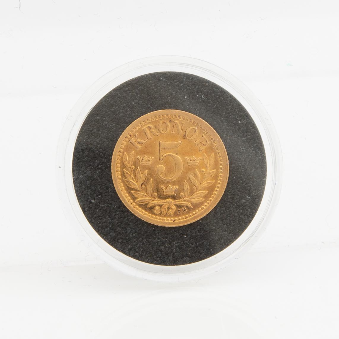 Guldmynt Sverige, Oscar II 5 kr, 1883.