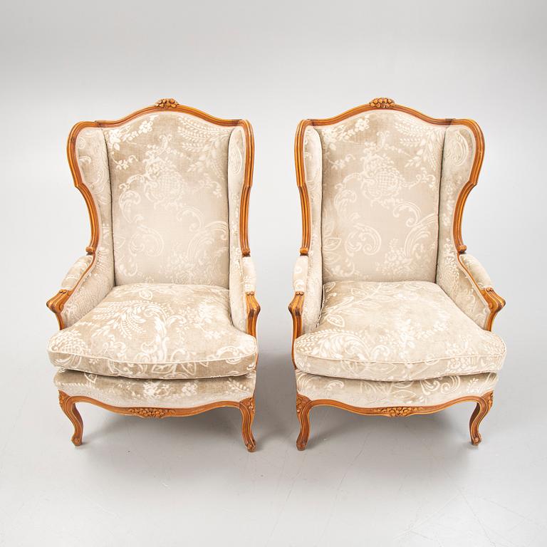 Fåtöljer, ett par, rokokostil, 1900-talets första hälft.