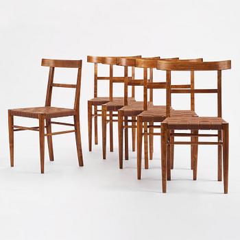 Gunnar Asplund, a set of six stained birch chairs, Nordiska Kompaniet, ca 1926-28, for the Stockholm Public Library.