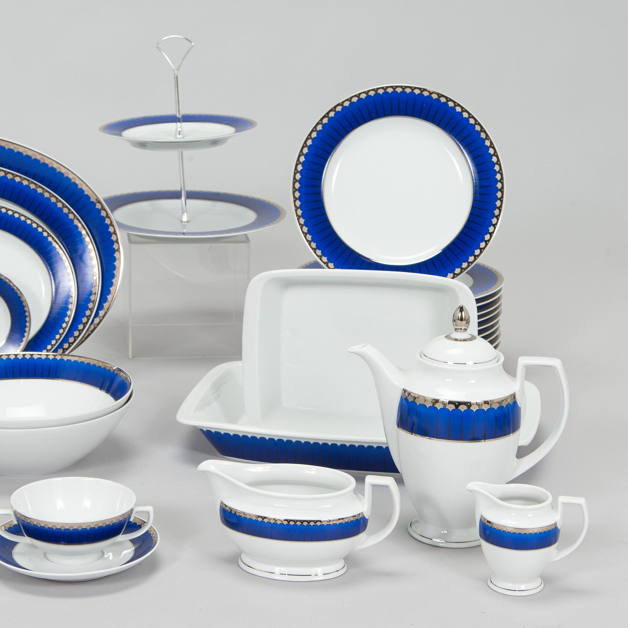 An 86-piece 'Marianne Royal Blue' porcelain dinner service, Christineholm, Millennium series 2000.