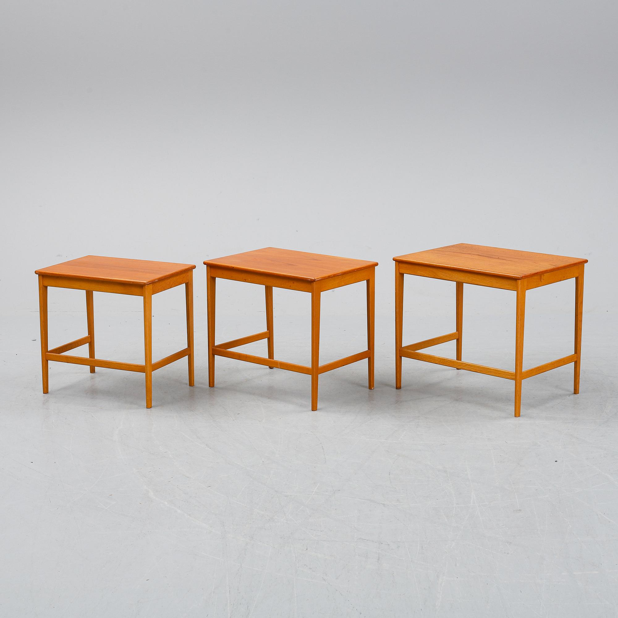 A 1950's teak nesting table.