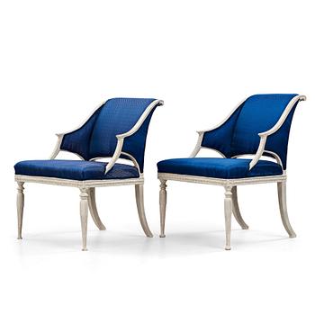 17. A pair of late Gustavian armchairs by Ephraim Ståhl (master in Stockholm 1794-1820), circa 1800.