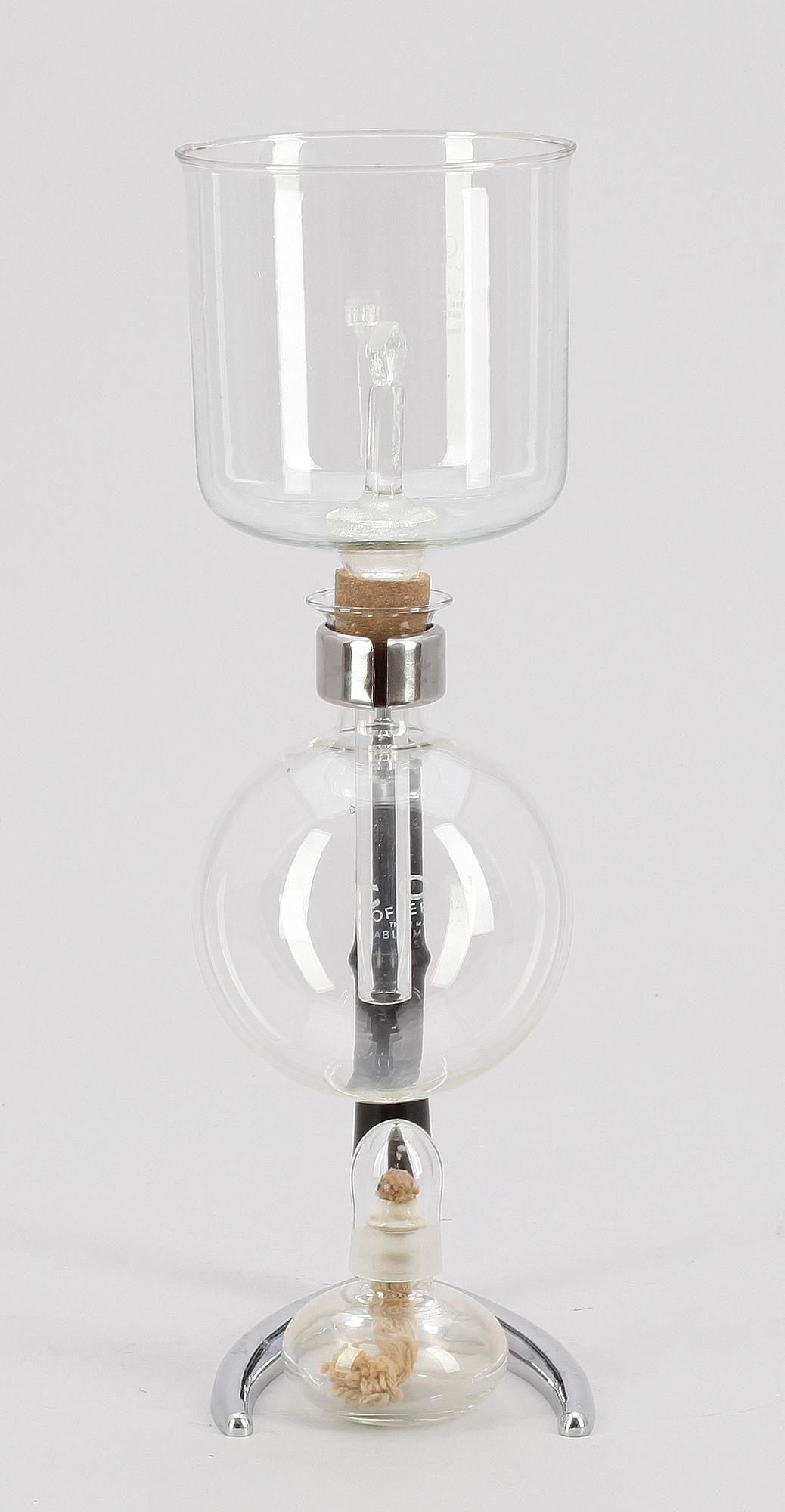 KAFFEBRYGGARE, glas samt metall, Cona, England, 1900-talets första hälft.