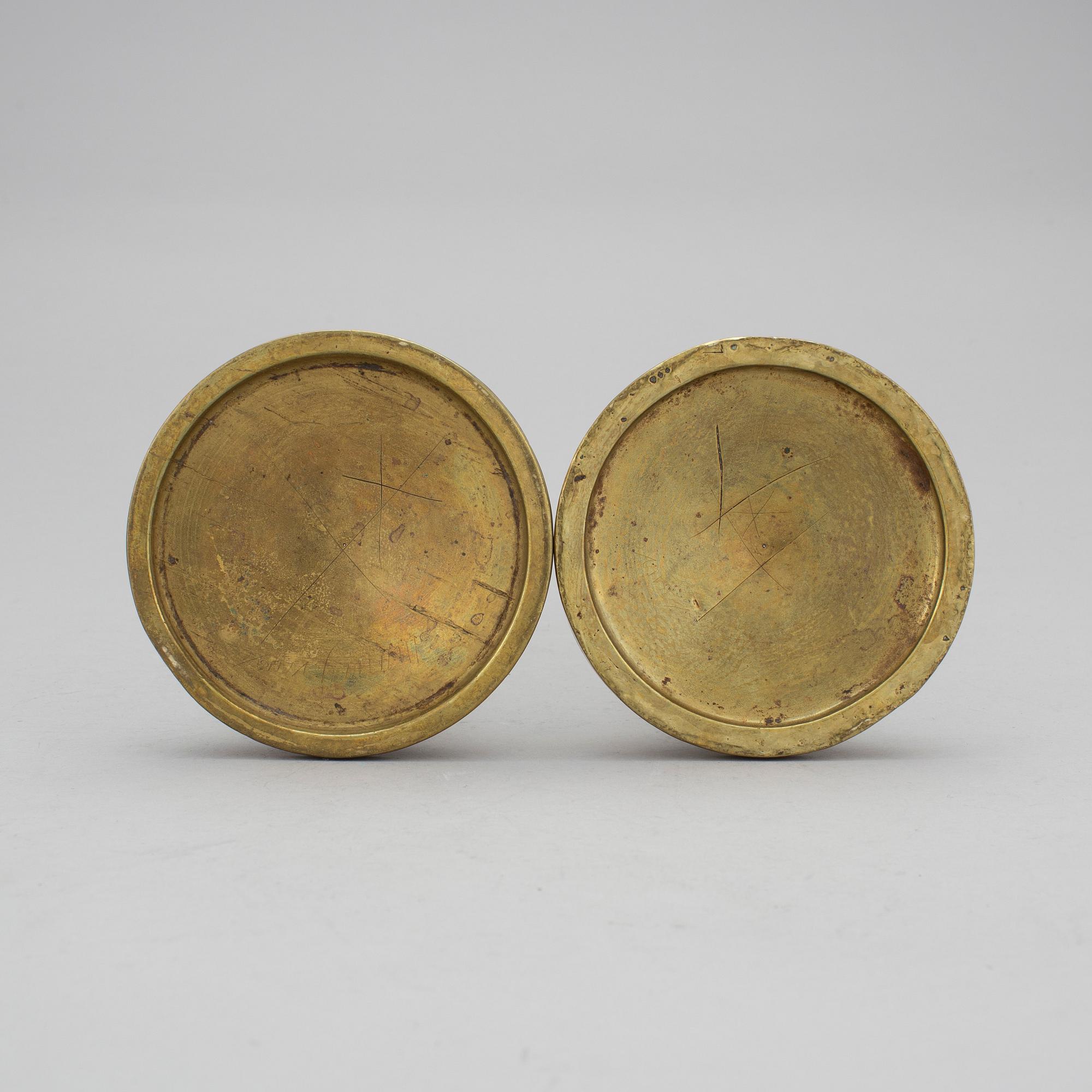 LJUSSTAKAR, ett par, mässing, empire, 1800-talets första hälft.