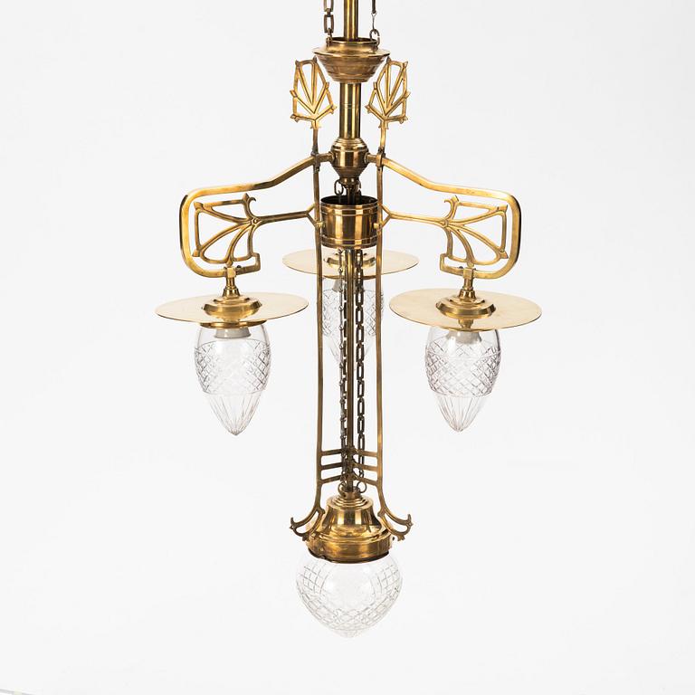 An Art Nouveau celing lamp, early 20th century.