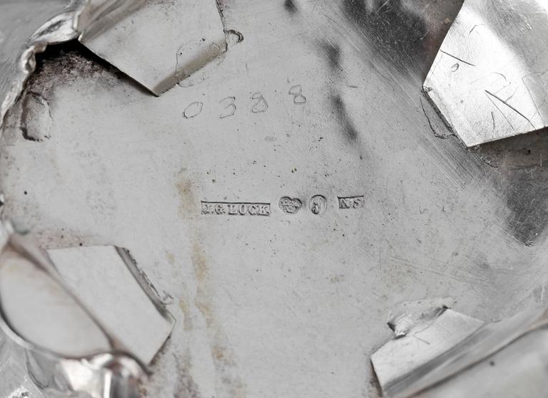 PARTI SILVER, 7 delar, bl a Lorenz Hell, Alingsås 1806. Tot ca 570 g.