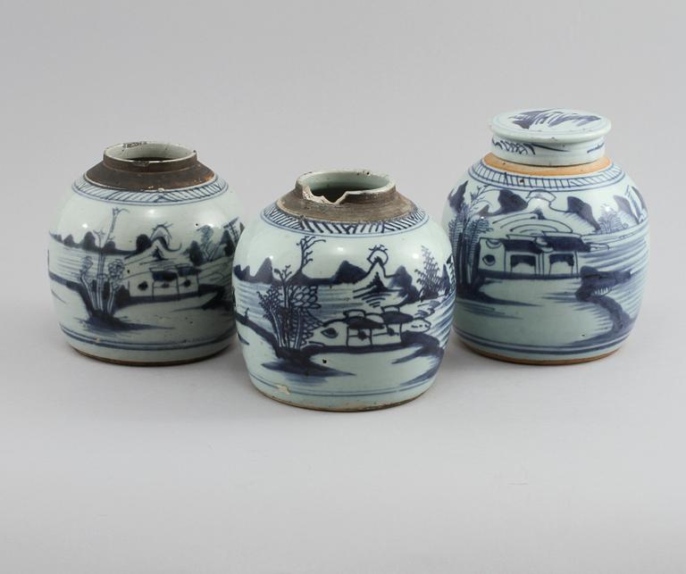 BOJANER, 3 st, porslin, Kina, 1800-tal.
