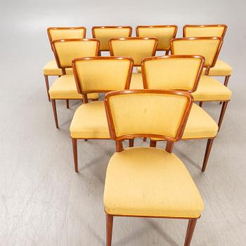 A set of ten Swedish modern 1950s mahogany chairs.