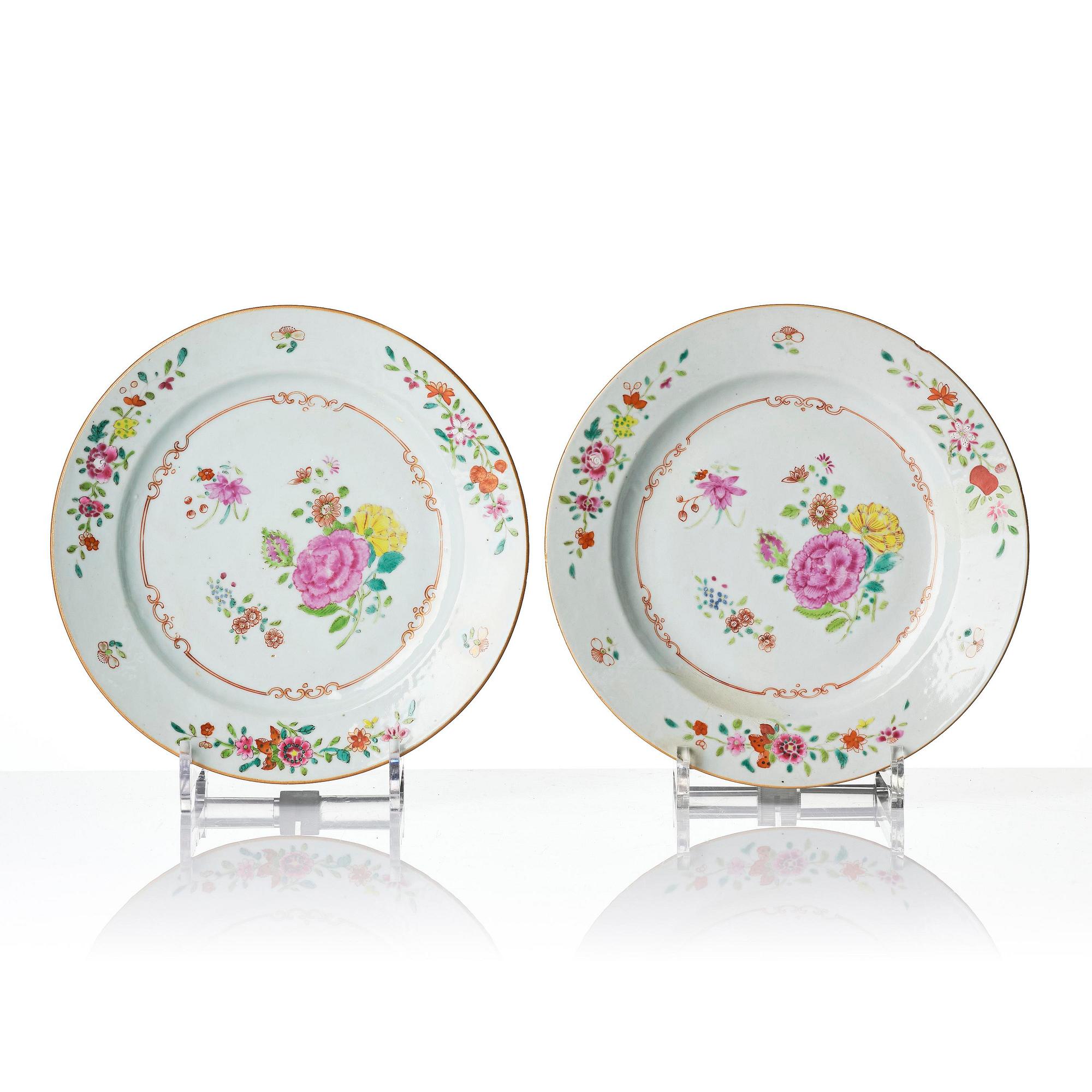 A set of 12 famille rose dishes, Qing dynasty, Qianlong (1736-95).
