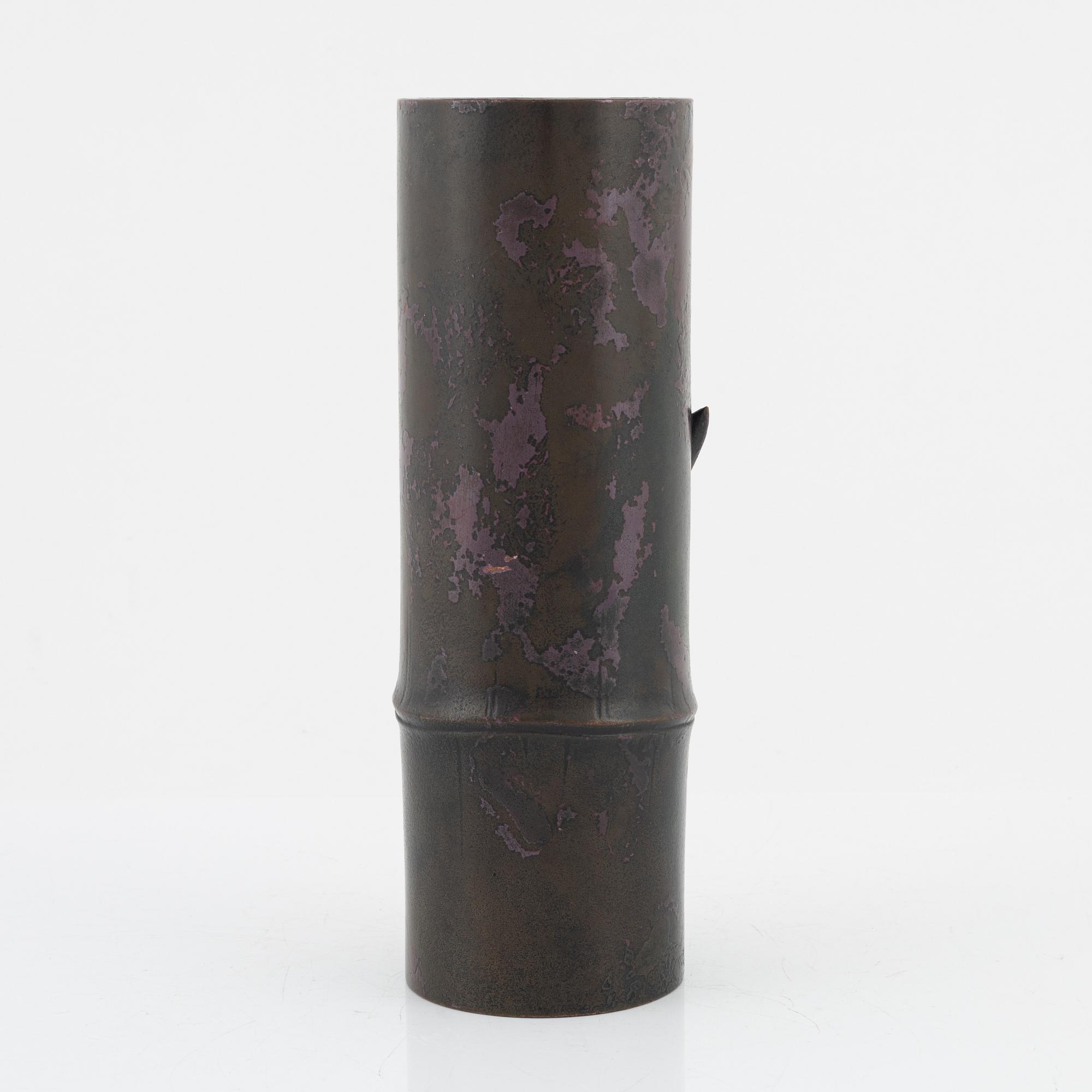 A Japanese bronze vase, 20th Century. With seal mark.