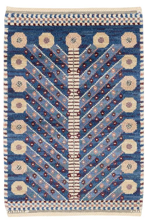 Marianne Richter, matta, "Blå trädet", flossa, ca 117,5 x 85 cm, signerad AB MMF MR.