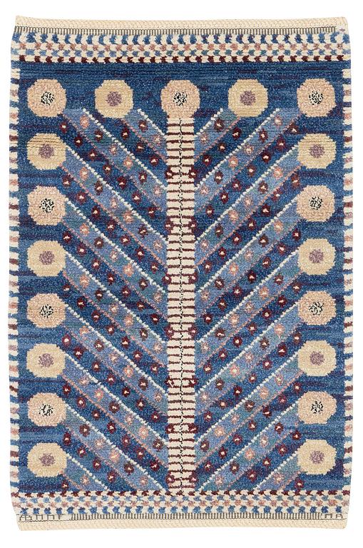 Marianne Richter, a carpet, "Blå trädet", knotted pile, ca 117,5 x 85 cm, signed AB MMF MR.