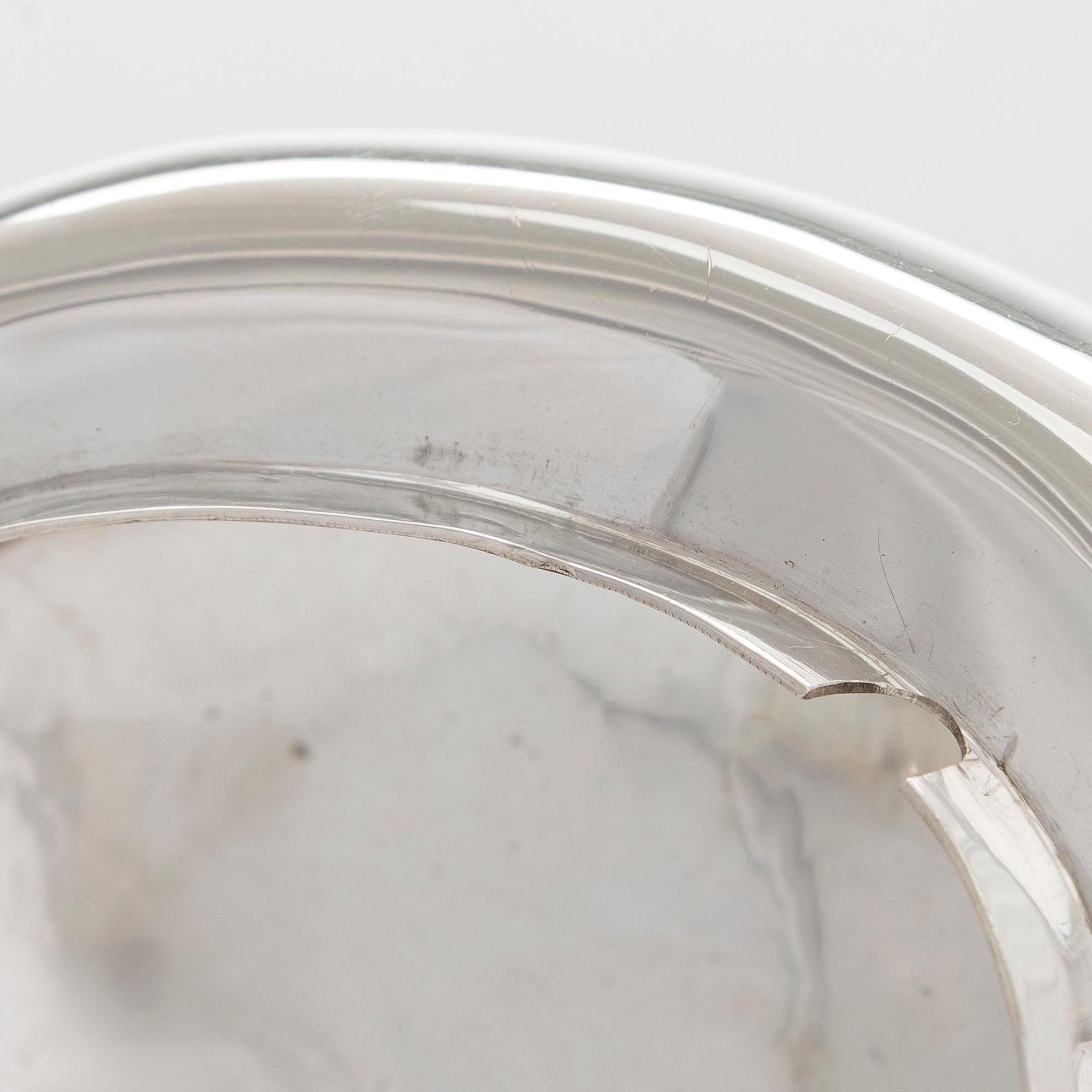 Sugar bowl and spoon, silver and enamel, the bowl by Anita Sarlin. Tillander, Helsinki, 1950.