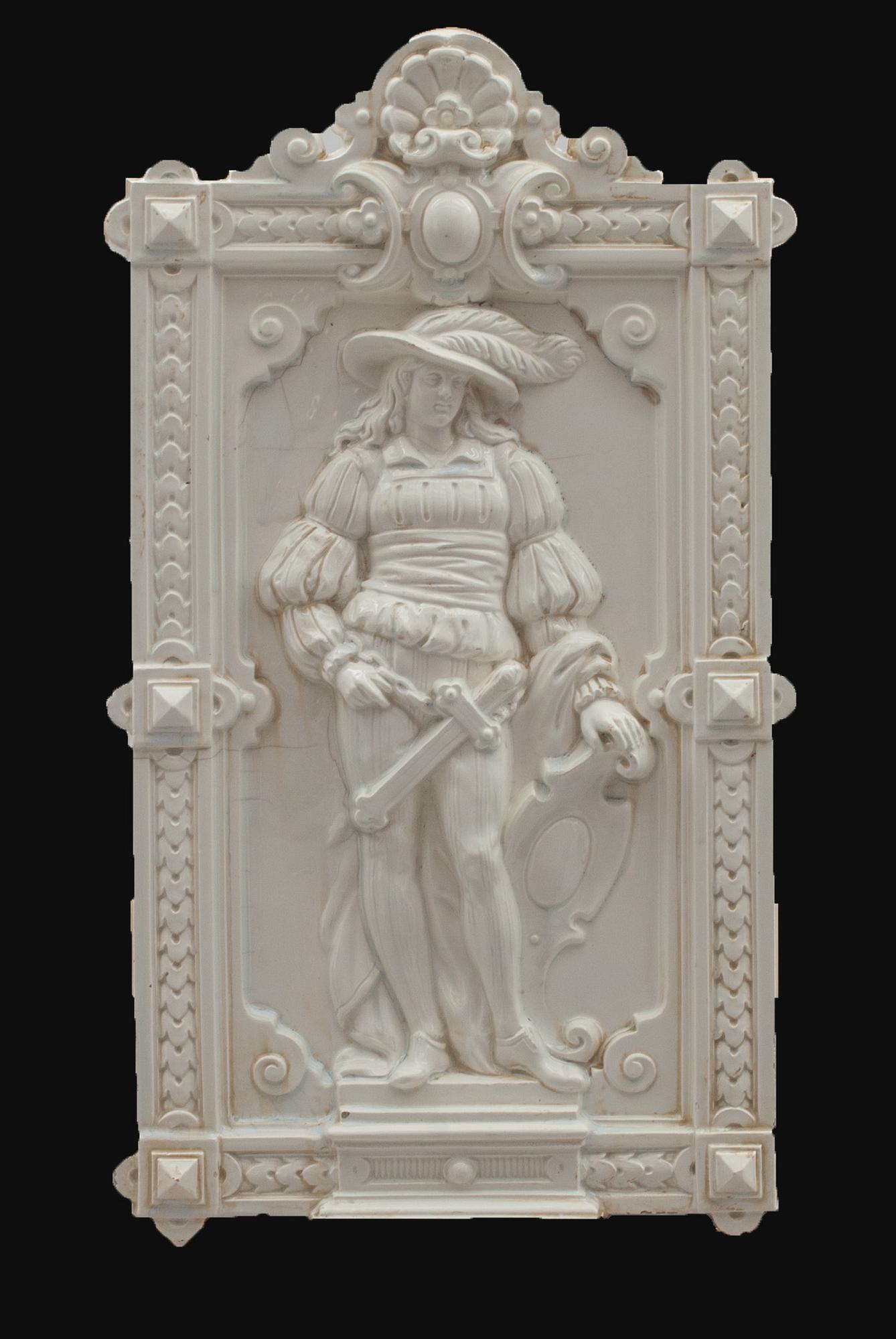 VÄGGPLATTA, flintgods, 1800/1900-tal.