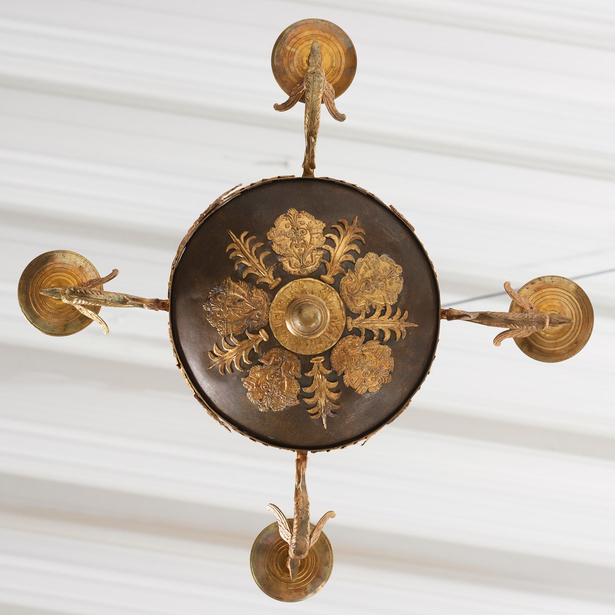 Ampel, för fyra ljus, Sverige, 1800-talets första hälft, Empire.