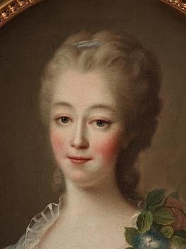 François-Hubert Drouais, hans krets, Ung kvinna med blomstergirland, möjligen  comtesse du Barry (1743-93).