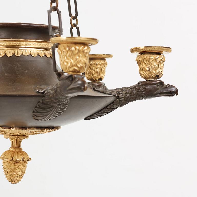 A Swedish Empire 19th century six-light hanging-lamp.