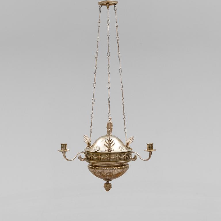 TAKLAMPA, pläter, Ryssland, 1800-/1900-tal. Höjd ca 65 cm.