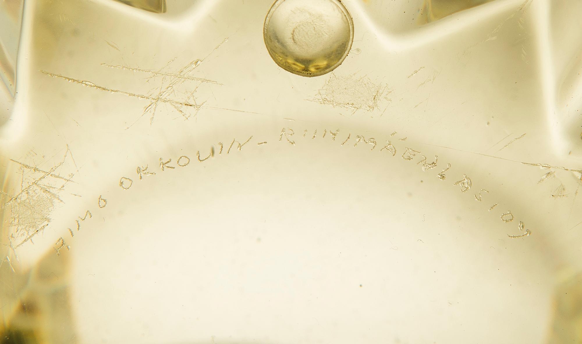 AIMO OKKOLIN, MALJA, "Lumpeenkukka", signeerattu Aimo Okkolin Riihimäen Lasi Oy.
