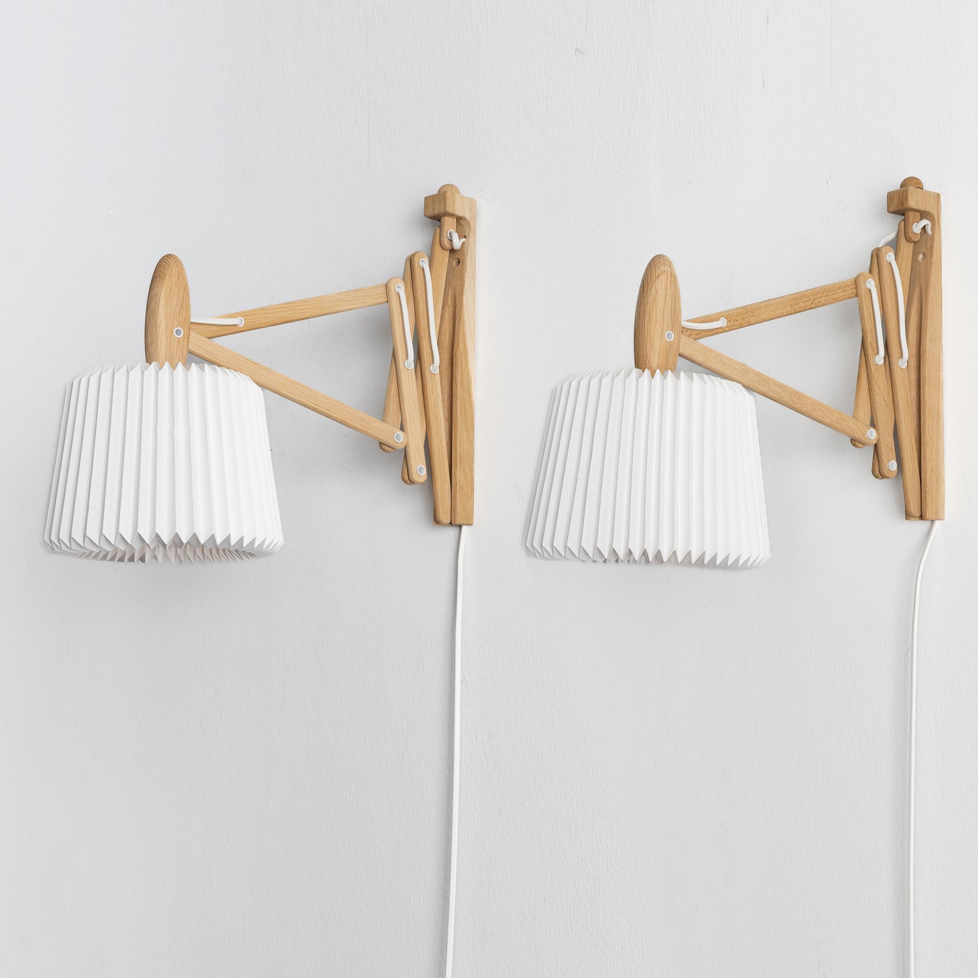 Erik Hansen, vägglampor, ett par, "Sax 223", Le Klint, Danmark.