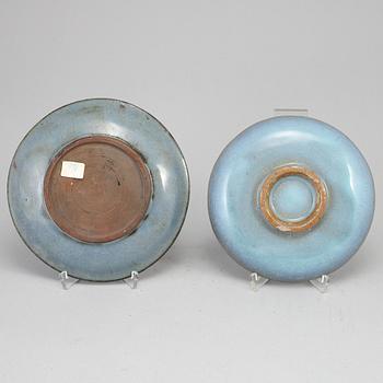 Two Jun glazed dishes, presumably 20th Century.