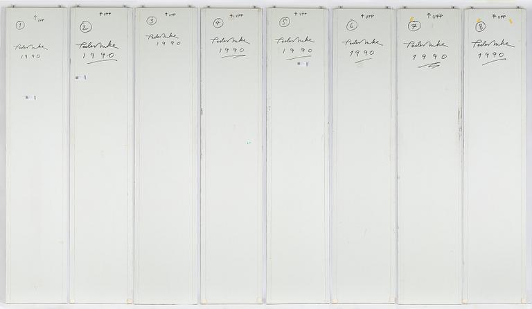 Peder Duke, Polyptyk, oil on canvas/panel, 8 parts, signed and dated 1990 verso.