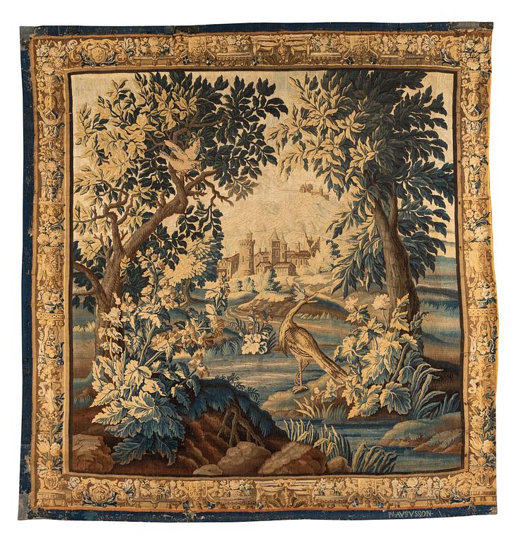 A tapestry, "Verdure", tapestry weave, ca 312-318 x 302-307 cm, Aubusson around 1700-first half of the 18th century.