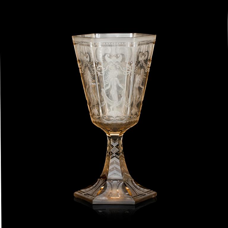 POKAL, glas. "Sex Gracer", Simon Gate, Orrefors, 1920.