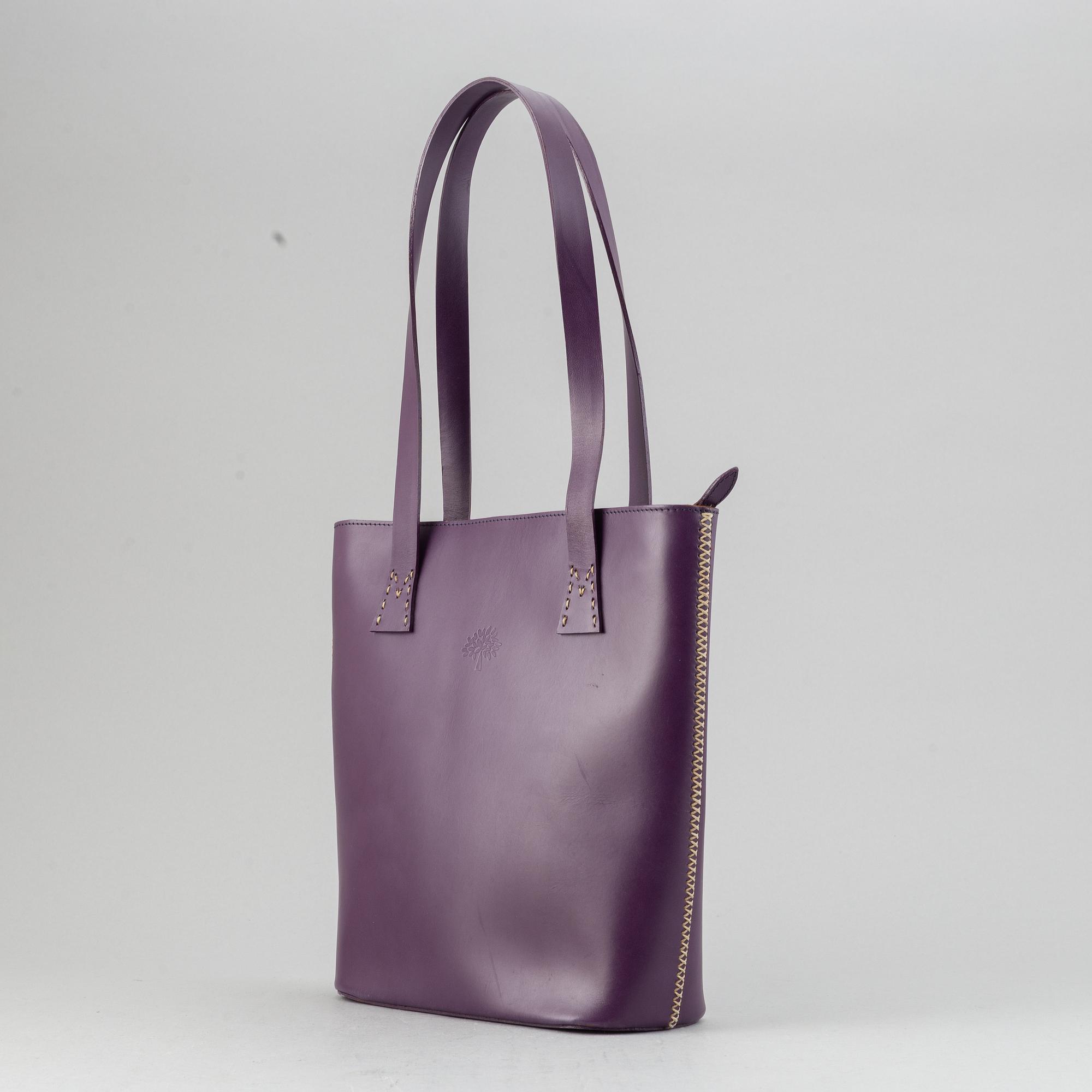 Mulberry, a purple leather handbag.
