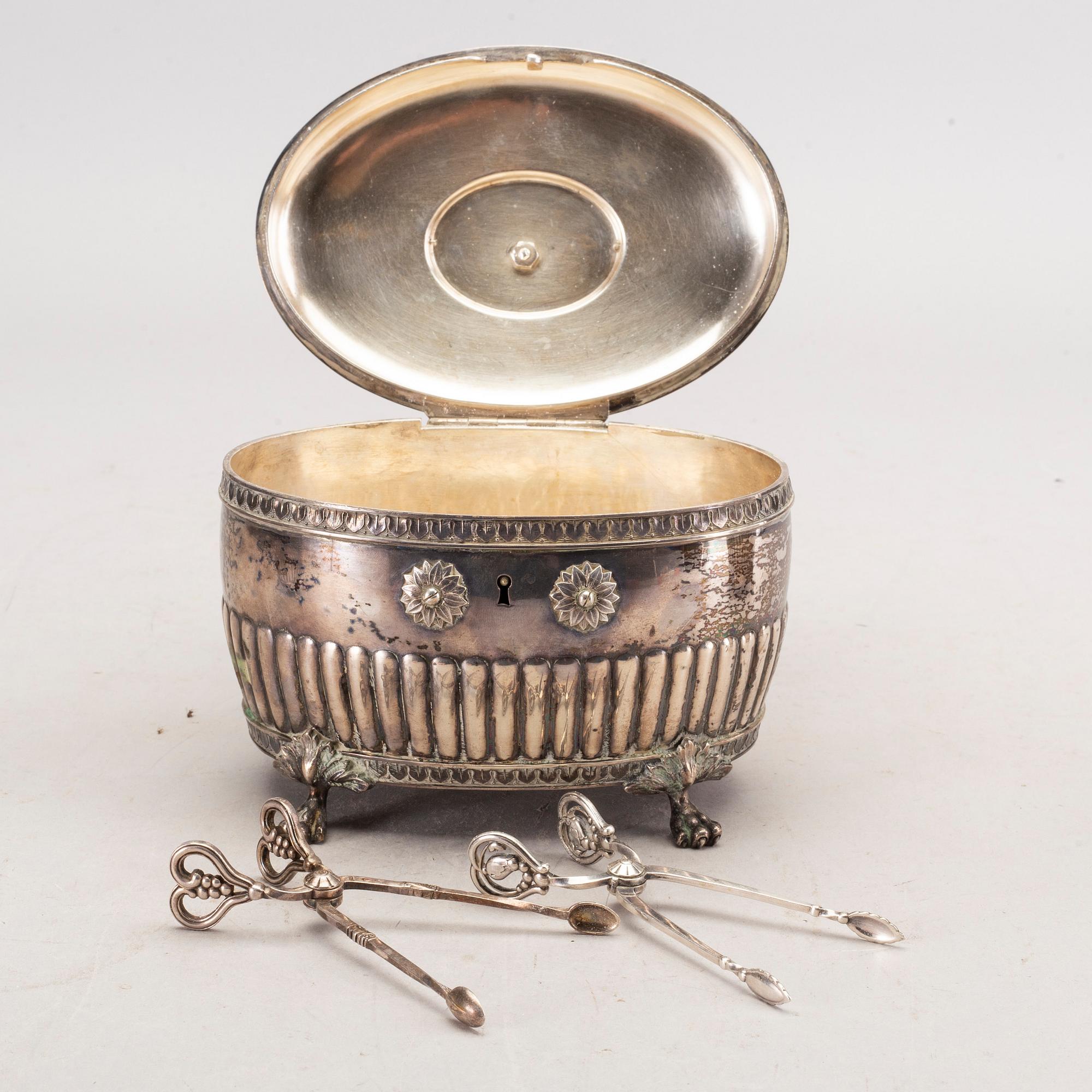 Kaffeservis, silver, 3 delar, bland annat GAB, Stockholm, 1908.