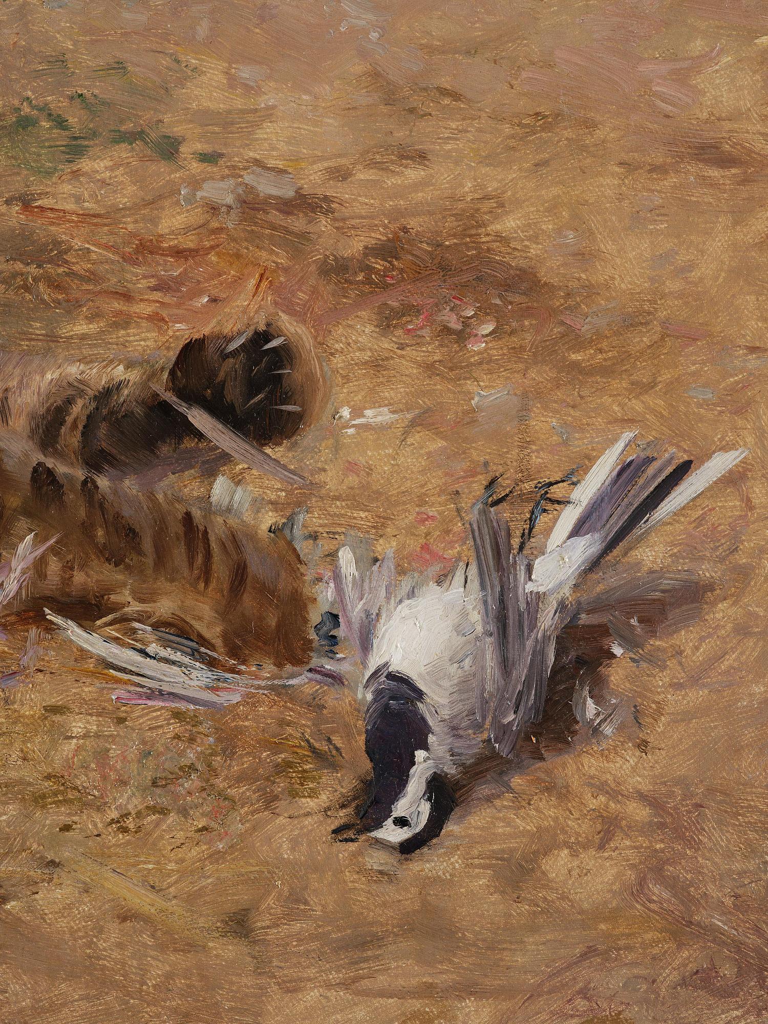 Bruno Liljefors, Cat and wagtail.
