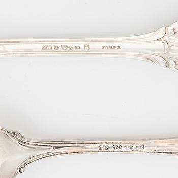 Bestickuppsättning, 48 delar, silver, modell "Olga", bl a CG Hallberg, Stockholm 1959.