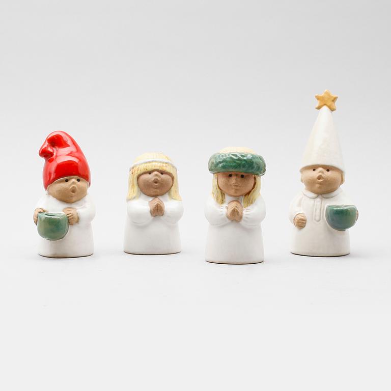 FIGURINER, 4 st, stengods, "Advent", Lisa Larson, Gustavsberg, formgivna 1978.