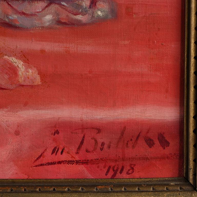 OIDENTIFIERAD KONSTNÄR, olja på duk, troligen Belgien, otydligt signerad och daterad 1918.
