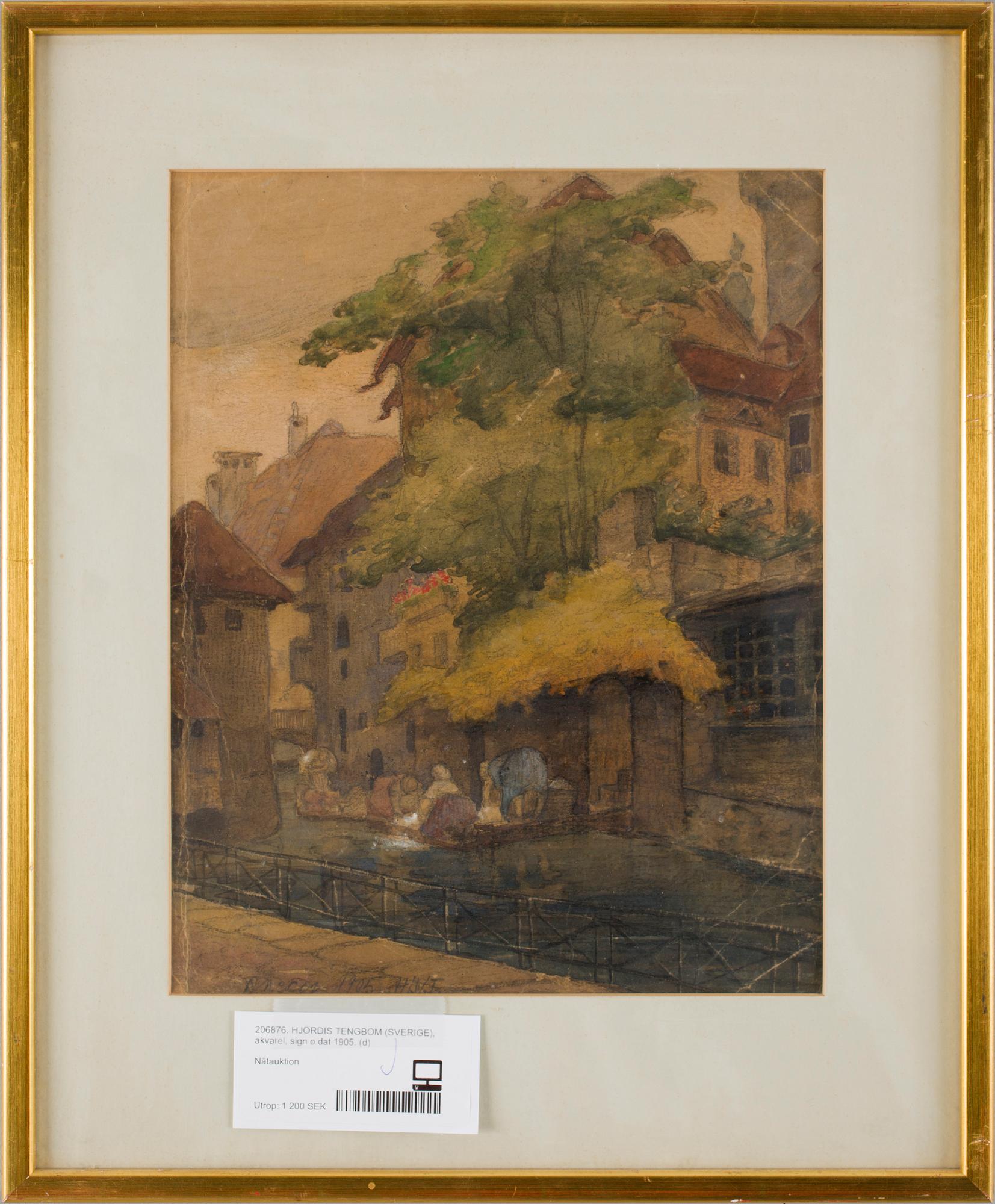 HJÖRDIS TENGBOM, akvarell, sign o dat 1905.